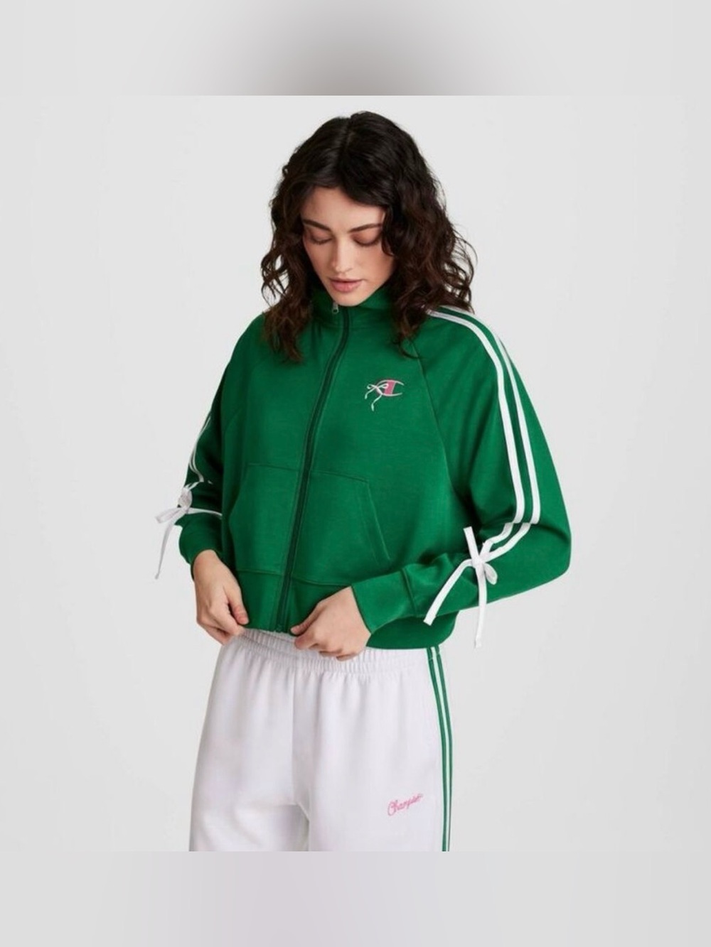 Champion Women's In the Stands Full Zip Top - Green XS